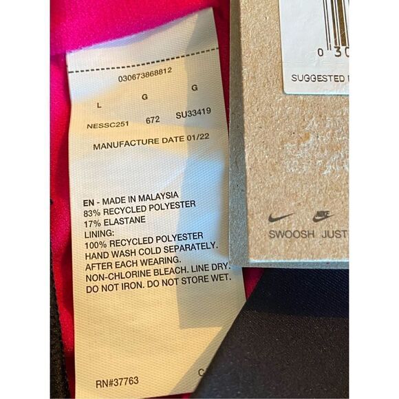 Nike Women's LARGE PINK  Logo Scoop Neck Bikini Top - Picture 8 of 10